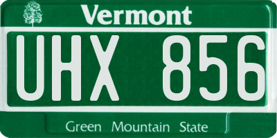 VT license plate UHX856