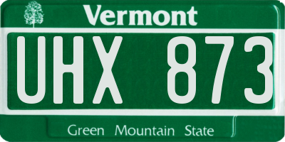 VT license plate UHX873