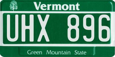VT license plate UHX896