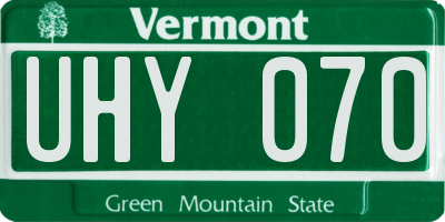 VT license plate UHY070