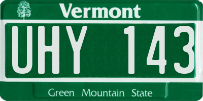 VT license plate UHY143