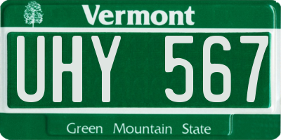 VT license plate UHY567