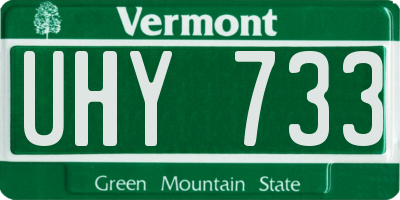 VT license plate UHY733