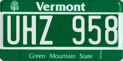 VT license plate UHZ958