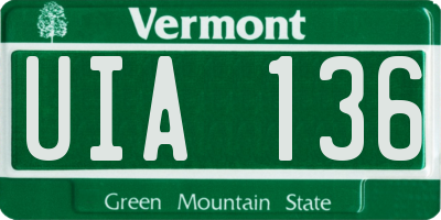 VT license plate UIA136