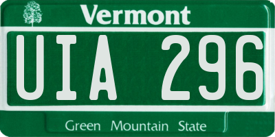 VT license plate UIA296