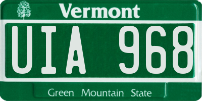 VT license plate UIA968