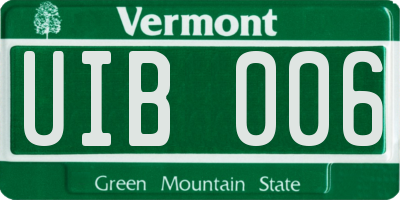 VT license plate UIB006