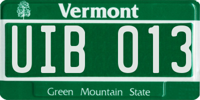 VT license plate UIB013