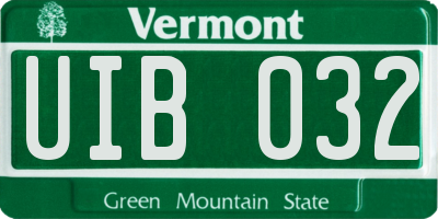 VT license plate UIB032