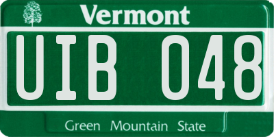 VT license plate UIB048