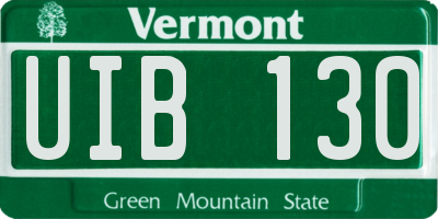 VT license plate UIB130