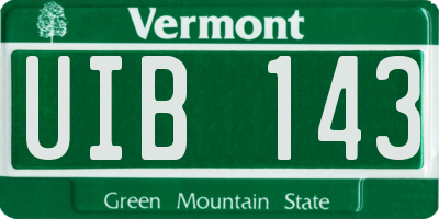 VT license plate UIB143