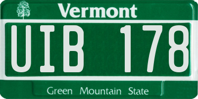 VT license plate UIB178