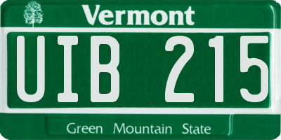 VT license plate UIB215