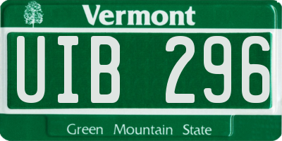 VT license plate UIB296