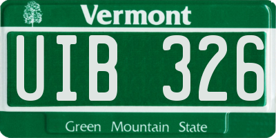 VT license plate UIB326