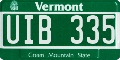 VT license plate UIB335