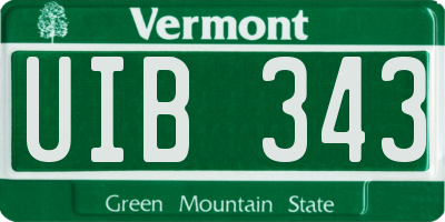 VT license plate UIB343
