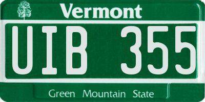 VT license plate UIB355