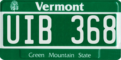 VT license plate UIB368