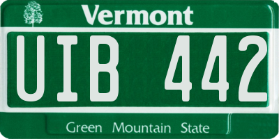VT license plate UIB442