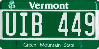 VT license plate UIB449