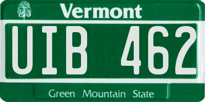 VT license plate UIB462
