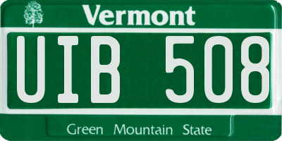 VT license plate UIB508