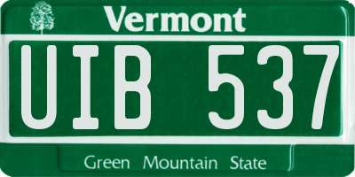 VT license plate UIB537