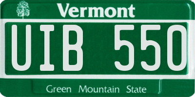VT license plate UIB550