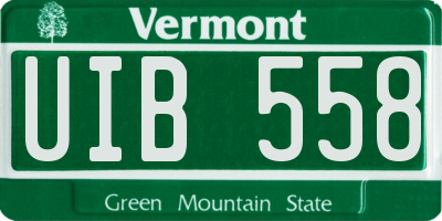 VT license plate UIB558