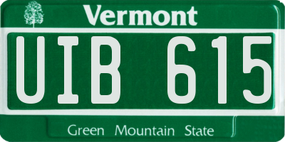 VT license plate UIB615