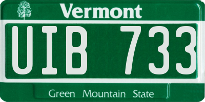 VT license plate UIB733