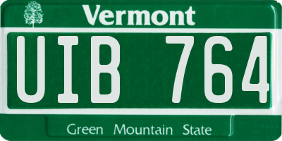 VT license plate UIB764
