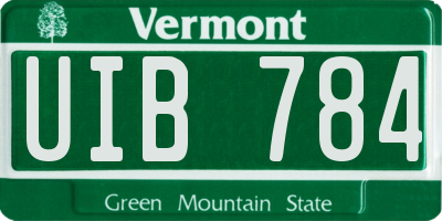 VT license plate UIB784