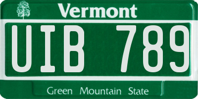 VT license plate UIB789