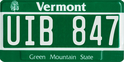 VT license plate UIB847