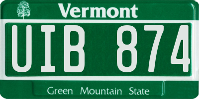 VT license plate UIB874