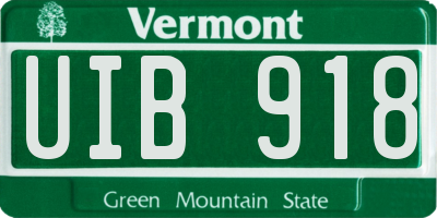 VT license plate UIB918