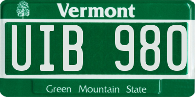 VT license plate UIB980