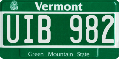 VT license plate UIB982