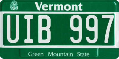 VT license plate UIB997