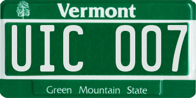 VT license plate UIC007