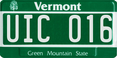 VT license plate UIC016