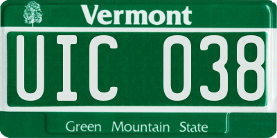 VT license plate UIC038