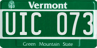 VT license plate UIC073