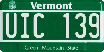 VT license plate UIC139