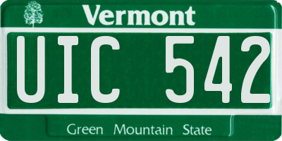 VT license plate UIC542