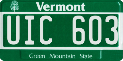 VT license plate UIC603